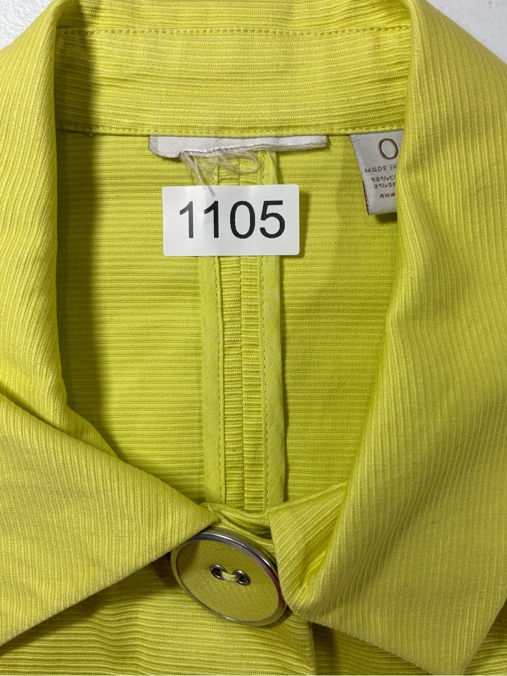 Chico's Lime Yellow 3/4 Sleeve Button Jacket (0) - Picture 4 of 5